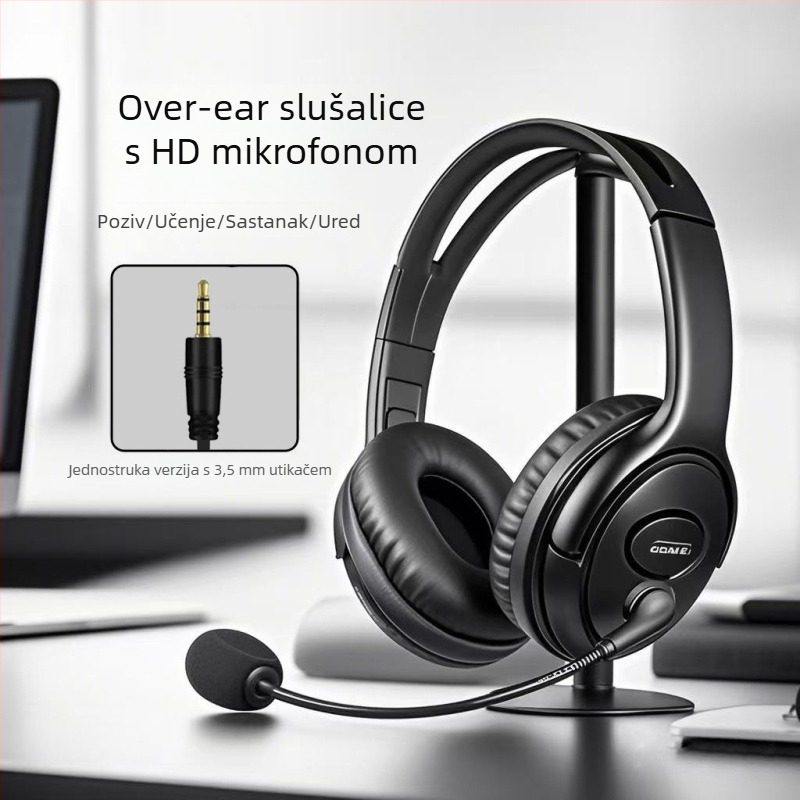Slušalice za call centar s redukcijom buke, preko uha, USB mikrofonom — za podršku korisnicima i prijenos uživo