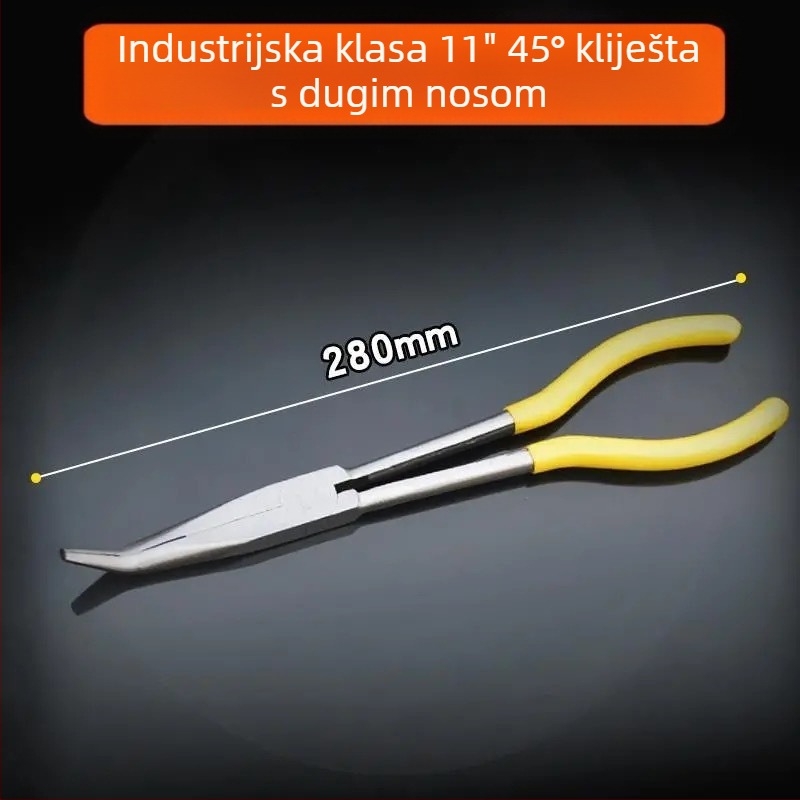 11-inčne dugačke klešta s igličastim nosom i zakrivljenim nosom – precizni čelični alat