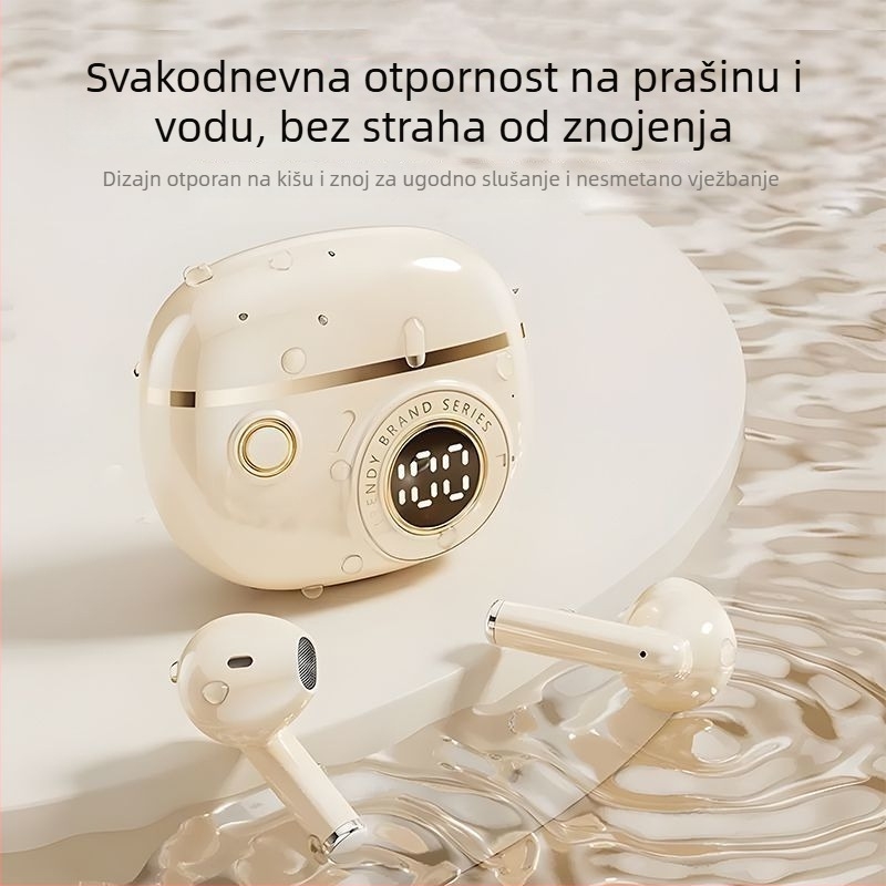 J08C In-ear Bluetooth slušalice — bežične zvuk, sportsko slušanje, redukcija buke, elegantan dizajn, dugotrajna baterija za live streaming