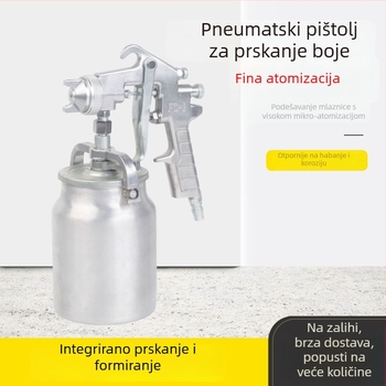 Pneumatski pištolj za bojanje otporan na koroziju, robusne izrade, anti-zamašivanje, više promjera mlaznice, fino raspršivanje, veliki kapacitet