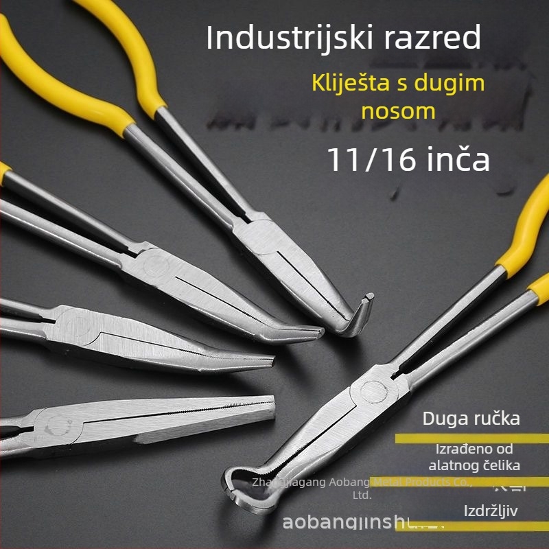 11-inčne kliješte tipa O za automobilsku elektroopremu, produženi igličasti vrhovi, 45° i 90° zavoj, dugački vrhovi