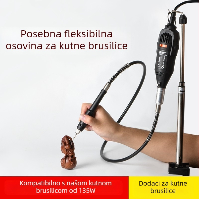 Fleksibilna osovina za kutnu brusilicu s gravirajućim olovkom, nastavkom za čišćenje fuge i univerzalnim kovanim držačem