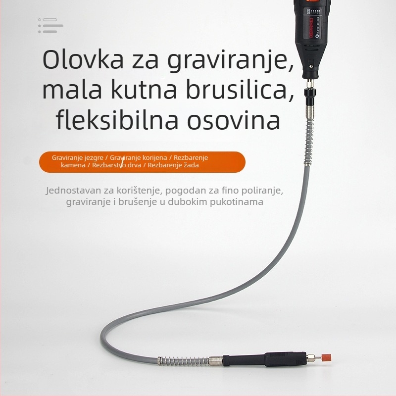 Fleksibilna osovina za kutnu brusilicu s gravirajućim olovkom, nastavkom za čišćenje fuge i univerzalnim kovanim držačem