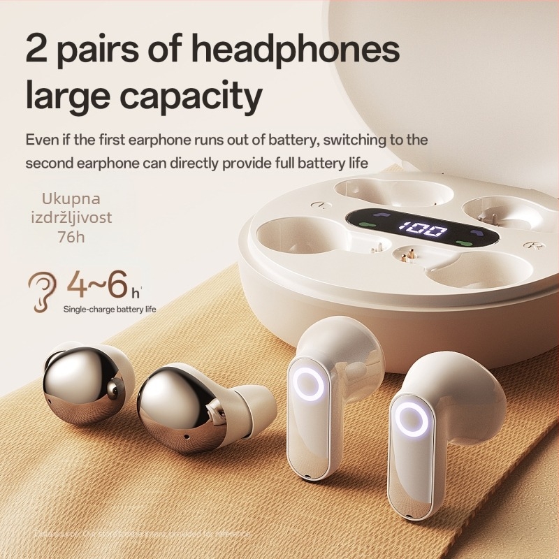 Bežične Bluetooth slušalice s aktivnim uklanjanjem šuma, semi-in-ear dizajn, TWS, dugotrajna baterija