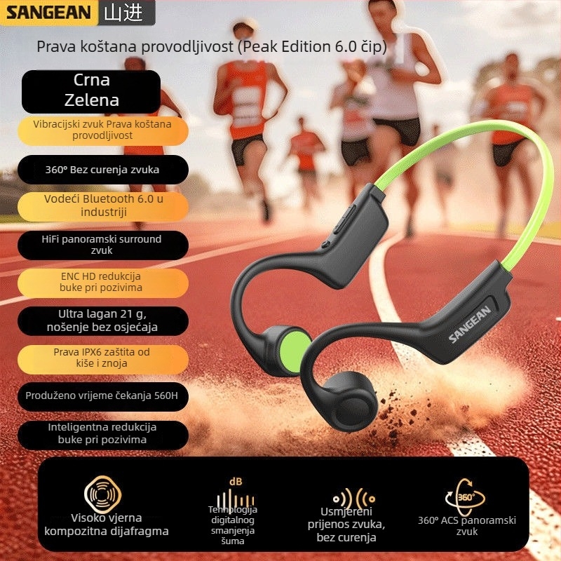 Shanjin Mars02 Slušalice s kostnom vodljivosti za vrat, Bluetooth, za sport i trčanje, vodootporne, otporne na znoj, dug rad baterije, glazba