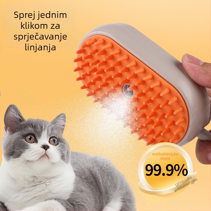 Četka za njegu kućnih ljubimaca s raspršivačem i parnom funkcijom, njega dlake mačaka i pasa, uklanjanje dlaka jednim pritiskom, četka za kupanje mačaka