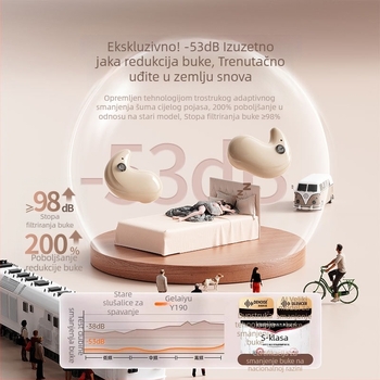 Y190 slušalice za spavanje s kostnom kondukcijom, mini Bluetooth slušalice, digitalni zaslon, redukcija šuma, duga trajnost baterije