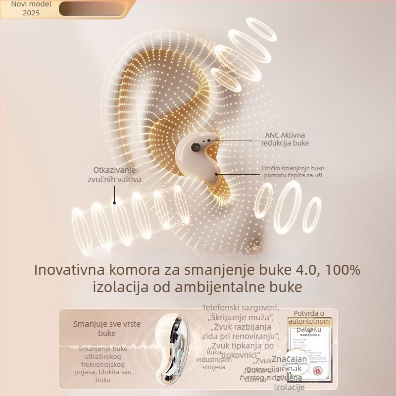 Y190 slušalice za spavanje s kostnom kondukcijom, mini Bluetooth slušalice, digitalni zaslon, redukcija šuma, duga trajnost baterije