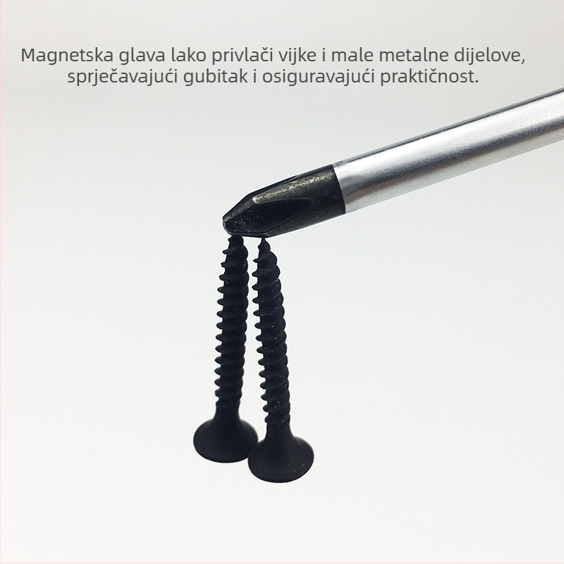 Ekstraduga magnetska odvijač s ravnom i Phillips glavom, dugačak držak, za šivaće strojeve i popravke računala