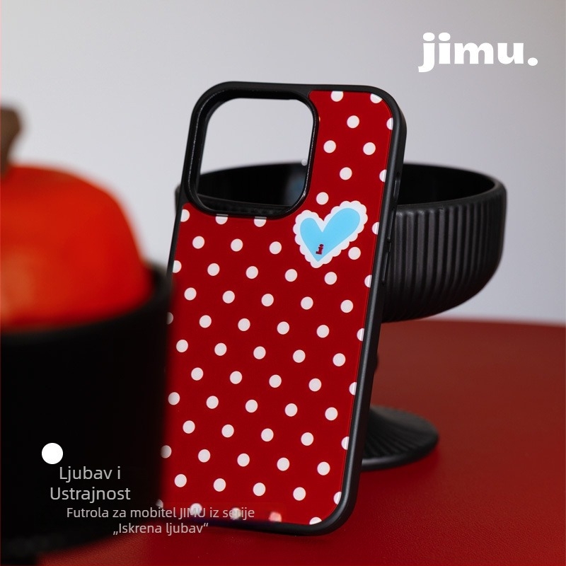 JIMU magnetska futrola za mobitel za parove, crvena, crni zaštitni rubovi, retro stil