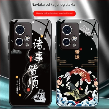 Staklena maska za Honor 90 GT, potpuno obuhvatna zaštita, muški dizajn, kineskog stila, moderan tekst, otporan na padove