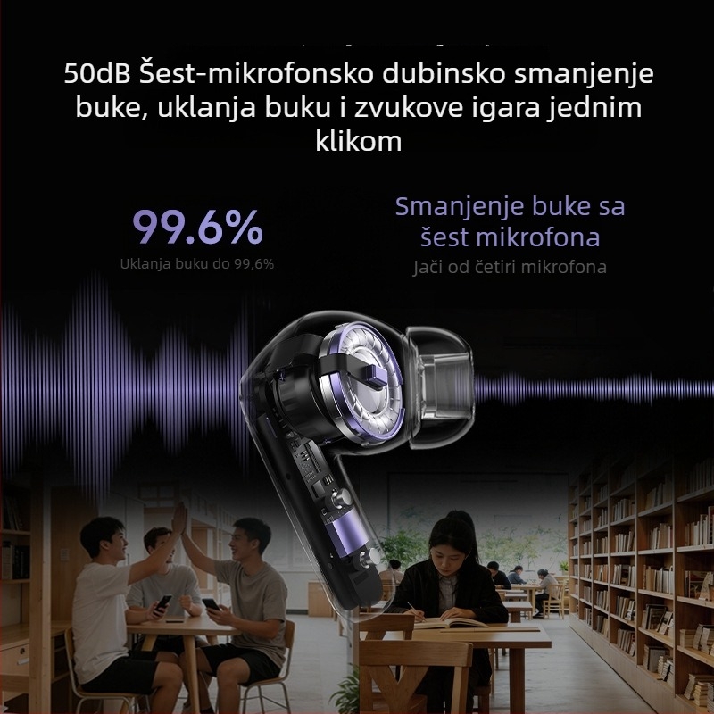 QCY N20 bežične ušne Bluetooth slušalice s adaptivnim aktivnim uklanjanjem buke do 50 dB, 6 mikrofonima za redukciju buke i dugim trajanjem baterije