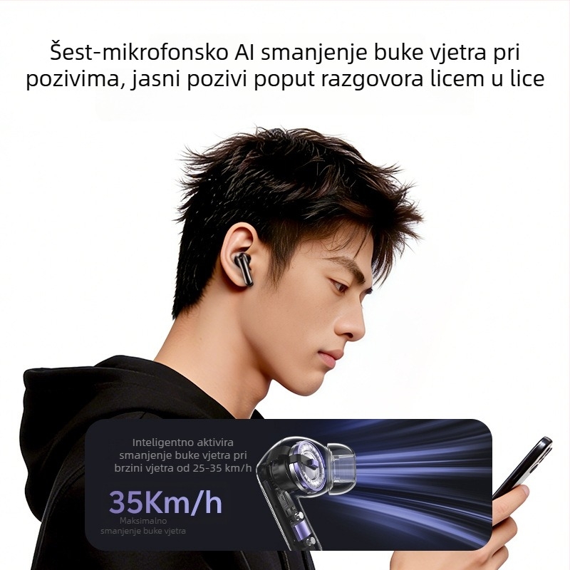 QCY N20 bežične ušne Bluetooth slušalice s adaptivnim aktivnim uklanjanjem buke do 50 dB, 6 mikrofonima za redukciju buke i dugim trajanjem baterije