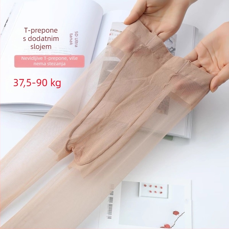 Plus veličine žene najlonke s visokim strukom, ultratanke, ljetna verzija, svijetlo crna boja, za visoke osobe