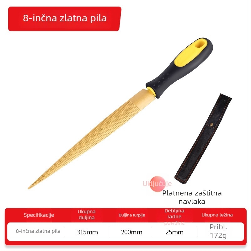 Set pilnika za drvo: zlatni pilnik, razni pilnici za tvrdo drvo i crveno drvo, pilnik s finim zubima za oblikovanje i poliranje drveta