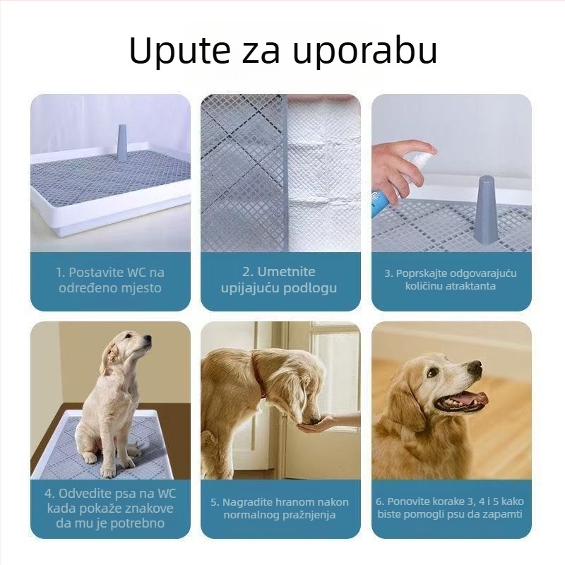 Ekstra velika kućna toalet za pse s zaštitom od prskanja i stupom, s mogućnošću ispiranja, za kućnu uporabu