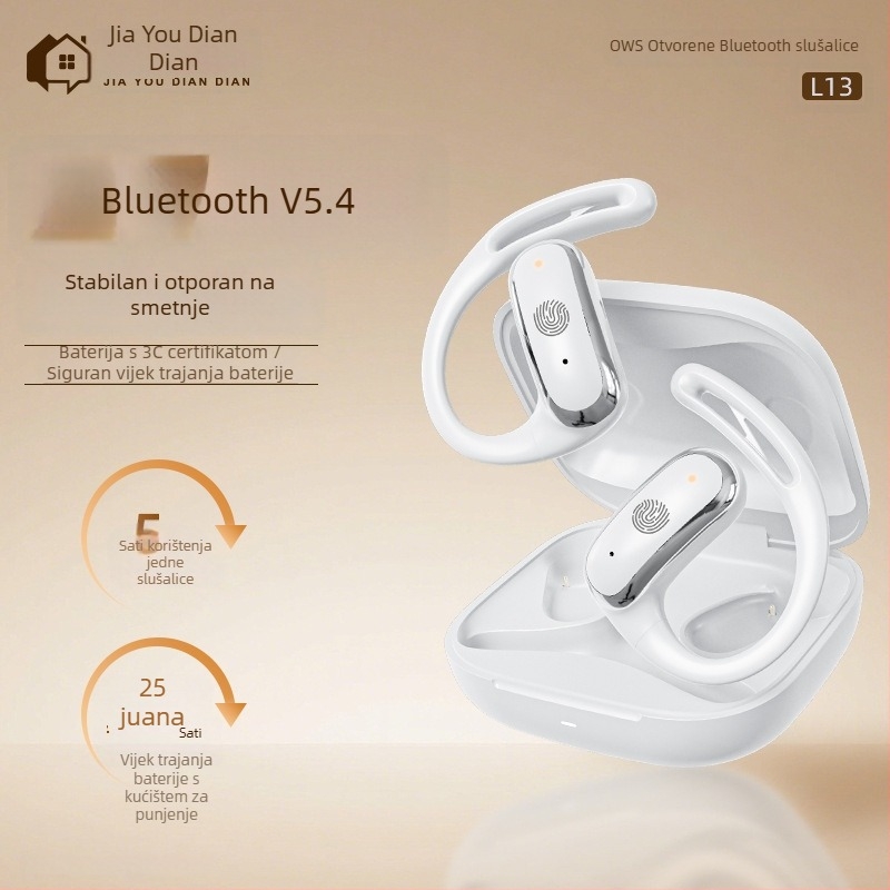 Slušalice s kostnom vodom Bluetooth, pričvršćene za uho, sportske, dvostrani stereo, visoka kvalit zvuka, više od 8 sati trajanja baterije, model L13