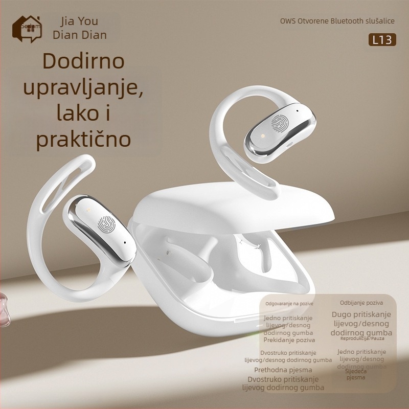 Slušalice s kostnom vodom Bluetooth, pričvršćene za uho, sportske, dvostrani stereo, visoka kvalit zvuka, više od 8 sati trajanja baterije, model L13