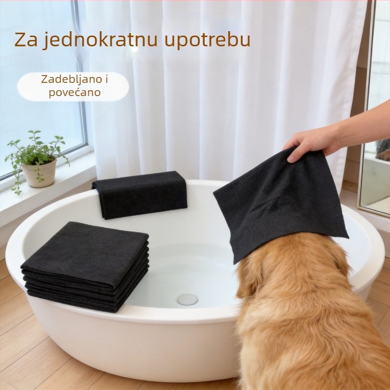 Jednokratna bez ispiran maramica za kućne ljubimce, crna, mekana, upijajuća od biljnih vlakana, prozračna za sušenje psa