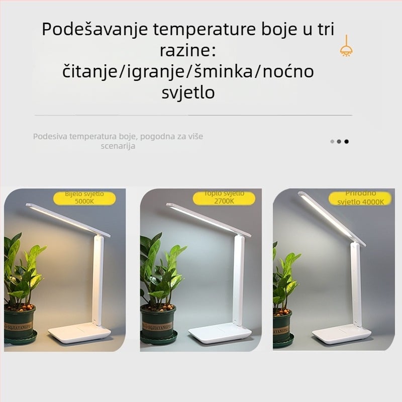 Sklopiva stolna lampa za učenje i čitanje sa zaštitom vida, USB napajanje, dodirno upravljanje, kompaktna noćna lampa za stol