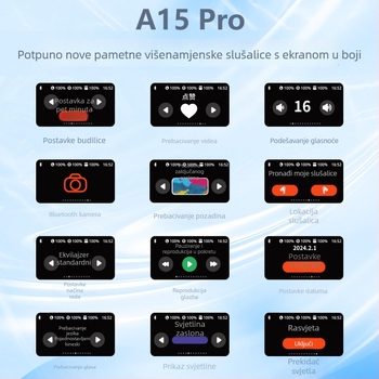 A15Pro in-ear Bluetooth slušalice s dodirnim zaslonom, ANC za smanjenje buke, dugotrajna baterija