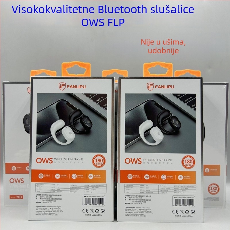 OWS bežične Bluetooth slušalica, dugotrajna autonomija, dizajn kuka za uho, dodirno upravljanje pozivima, jednostrani poslovni headset
