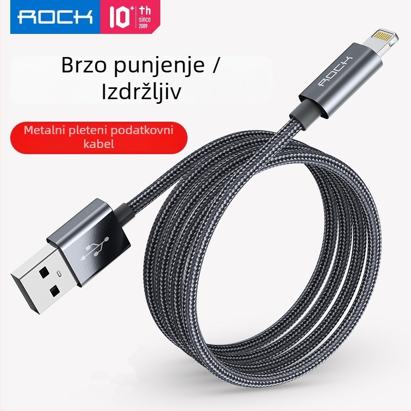 ROCK Lightning kabel za iPhone 14/13/12 Pro Max, pleteni kabel, duljine 1-2 m, brzo punjenje