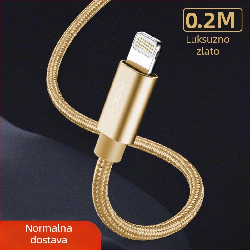 ROCK Lightning kabel za iPhone 14/13/12 Pro Max, pleteni kabel, duljine 1-2 m, brzo punjenje