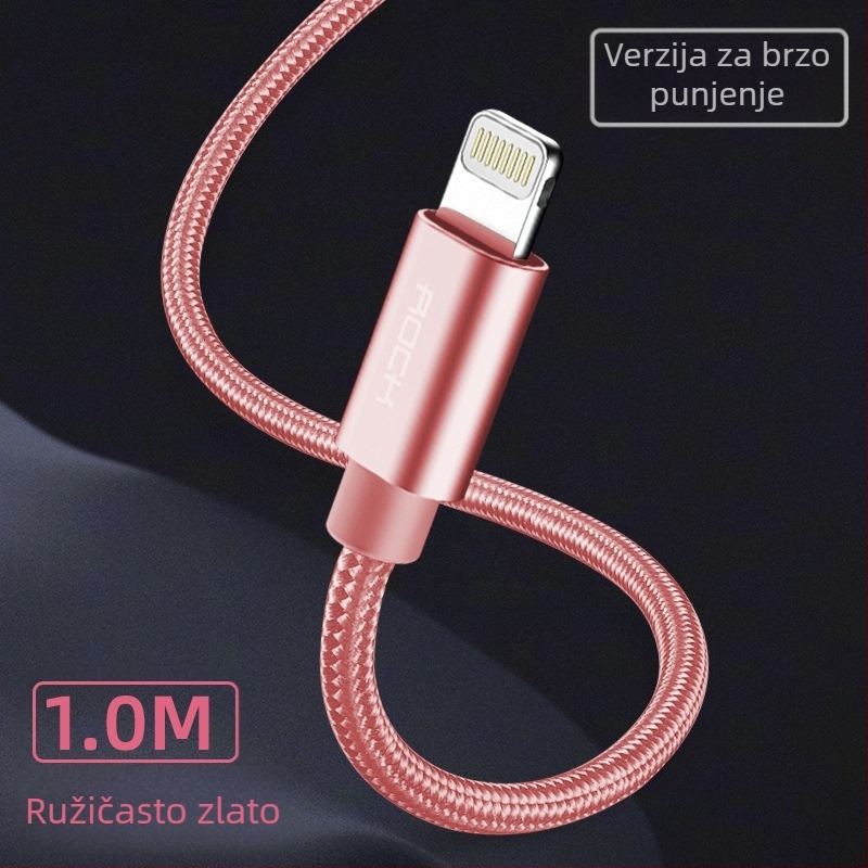 ROCK Lightning kabel za iPhone 14/13/12 Pro Max, pleteni kabel, duljine 1-2 m, brzo punjenje
