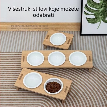 Dvostruka keramička posuda za hranjenje mačaka i pasa s dizajnom protiv prosipanja