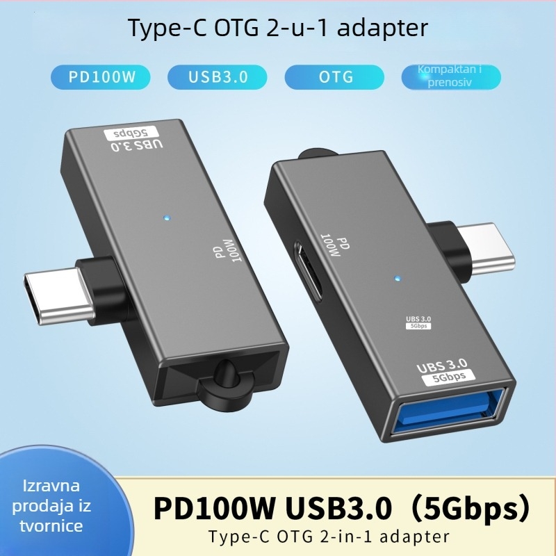 Type-C na USB 3.0 + PD 100W dvostruki brzi adapter za Type-C pametne telefone
