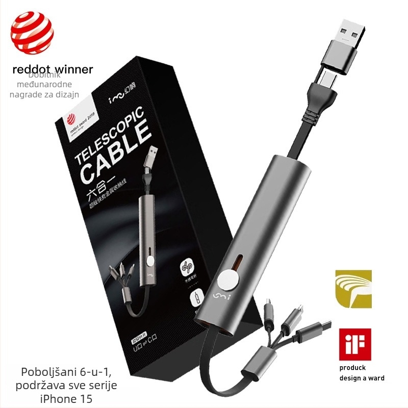 I-Mu USB-C kabl za podatke i punjenje, 3-u-1 za Apple, brzo punjenje, kompaktno