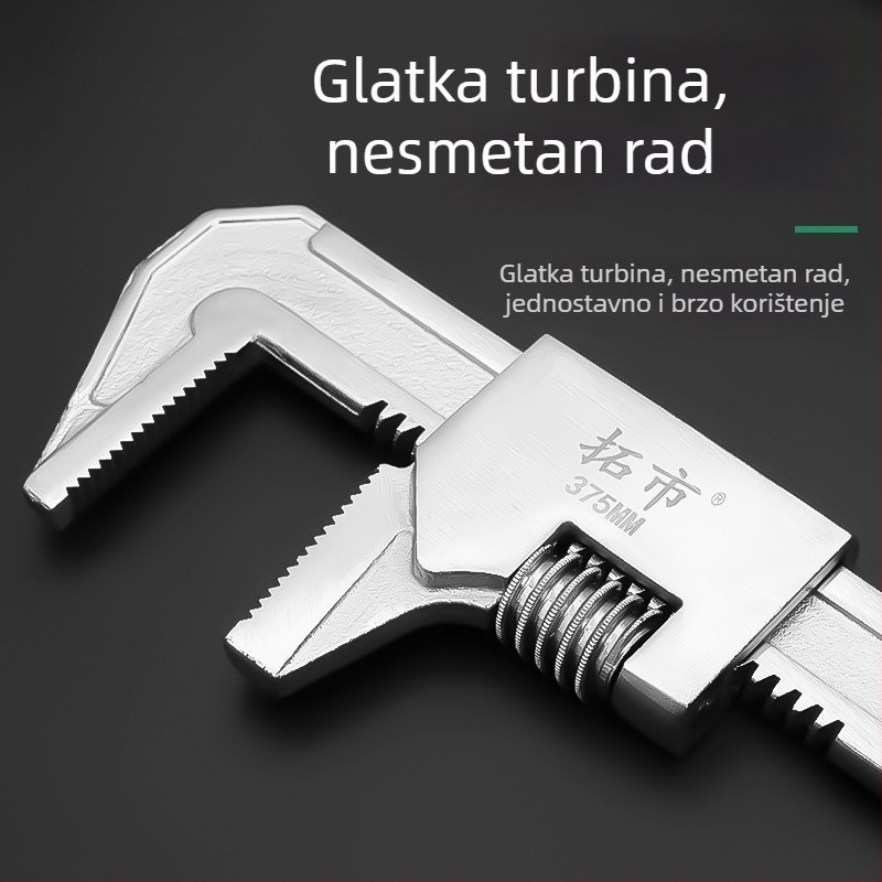 Veliki otvoreni F-tip podesivi ključ s otvorenim krajem i kliještima pod pravim kutem za cijevi — univerzalni alat za cijevi