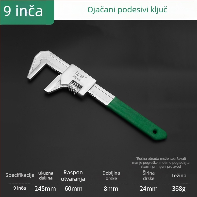 Veliki otvoreni F-tip podesivi ključ s otvorenim krajem i kliještima pod pravim kutem za cijevi — univerzalni alat za cijevi