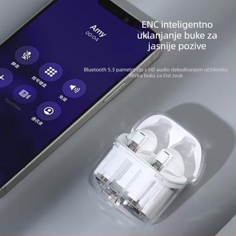 YX06 bežične Bluetooth slušalice – proziran dizajn, velika baterija, niska latencija za esports