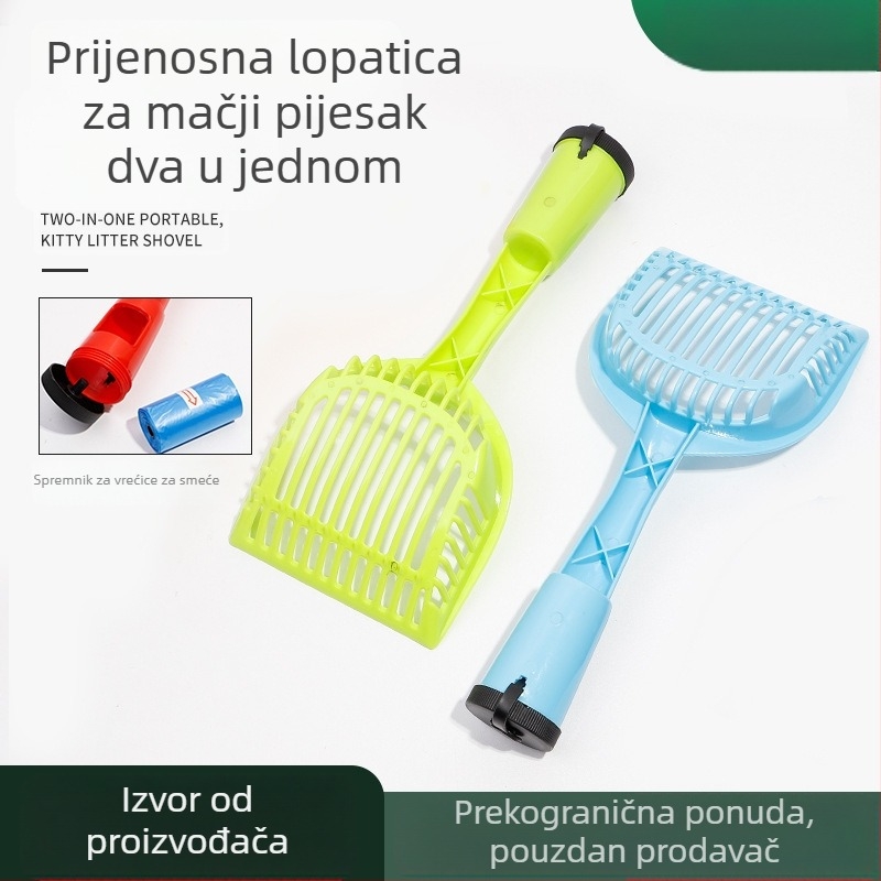 2-u-1 plastična lopatica za mačji pijesak – alat za čišćenje