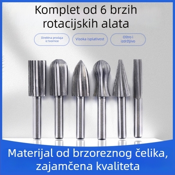 Set od 6 rotirajućih burr-a od visokou brzinskog čelika za obradu drveta i metala