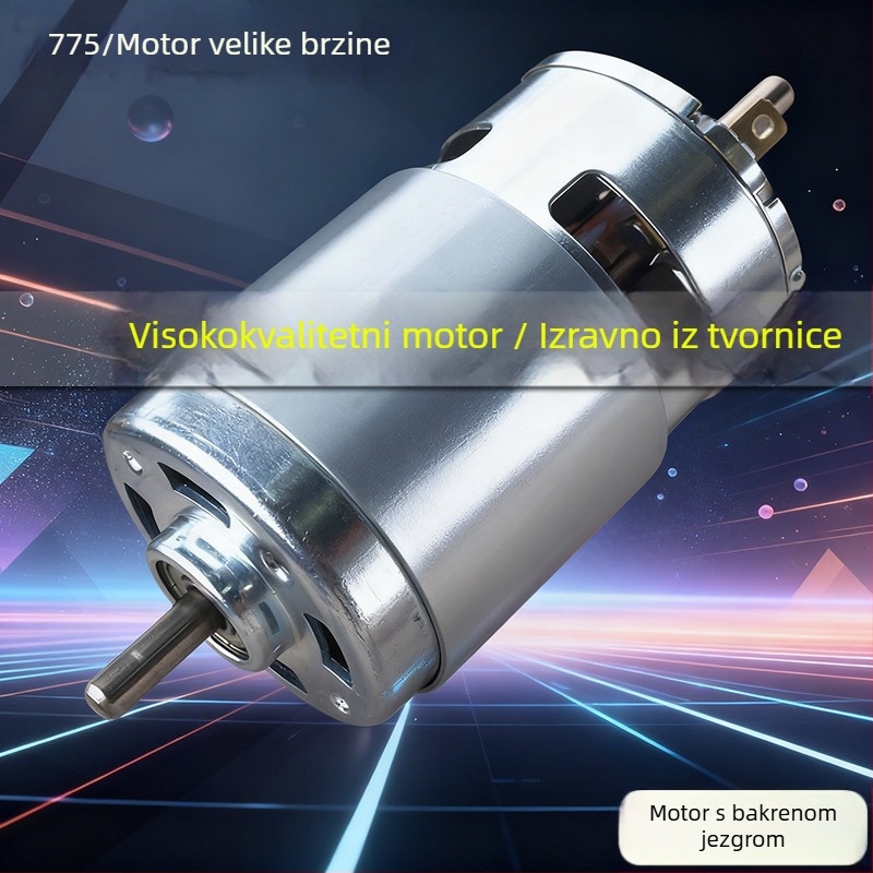 775 motor 24V visokog okretnog momenta, brusilica s regulacijom brzine bakrenim navijanjem, s jednim kugličnim ležajem i dvostrukim osovinama za rezanje