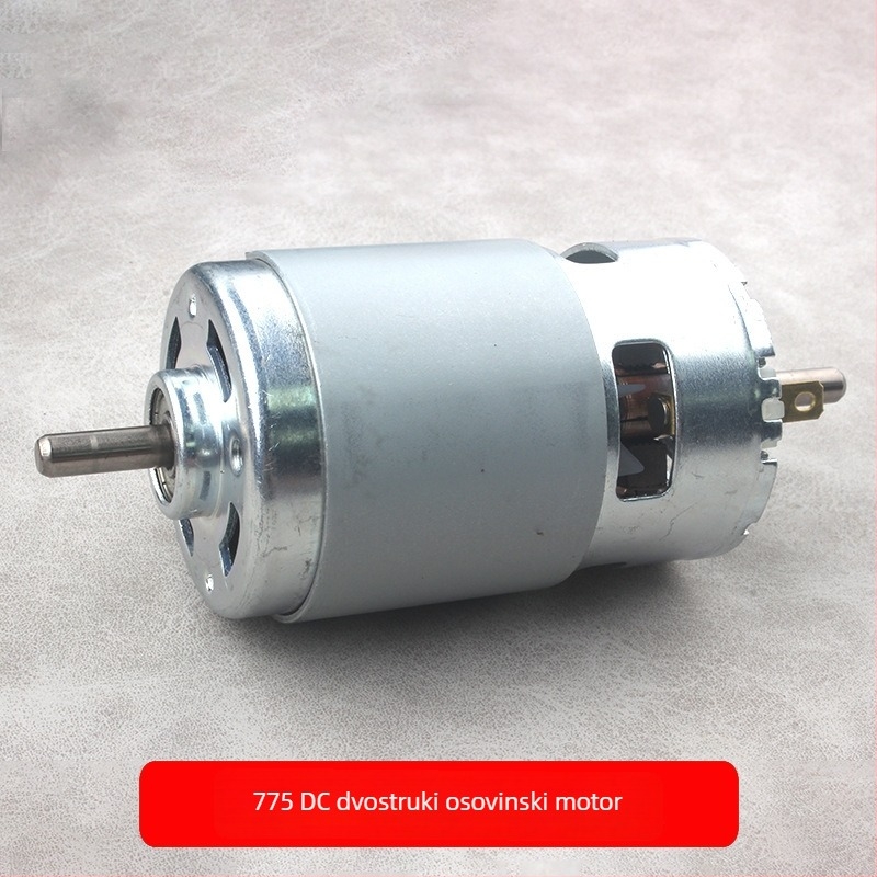 775 motor 24V visokog okretnog momenta, brusilica s regulacijom brzine bakrenim navijanjem, s jednim kugličnim ležajem i dvostrukim osovinama za rezanje