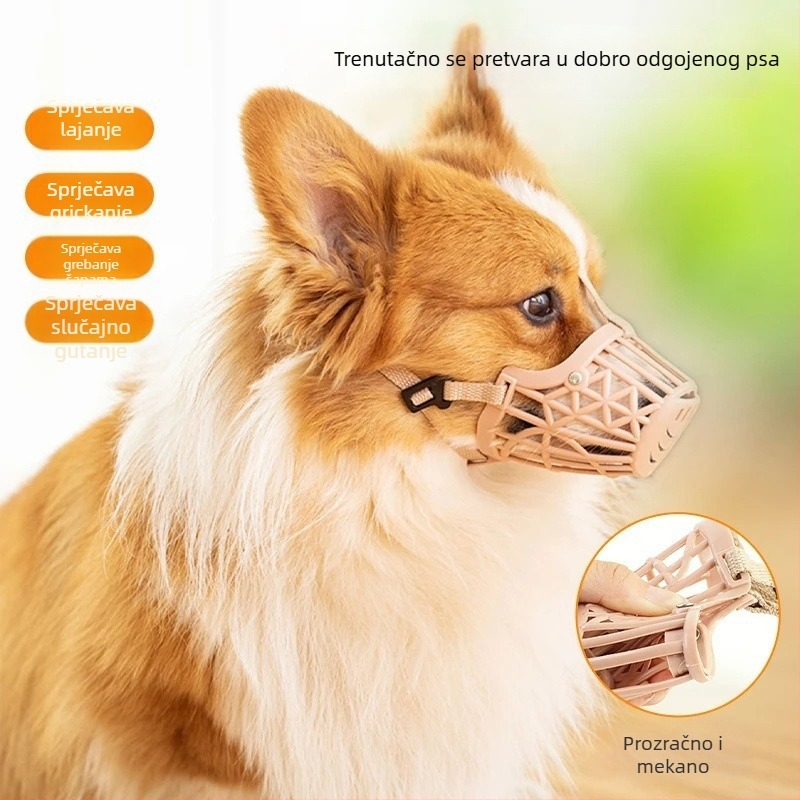 Pasji muzzl za sprječavanje lizanja i žvakanja, uređaj protiv lajanja za male i srednje pse, uključujući Corgi