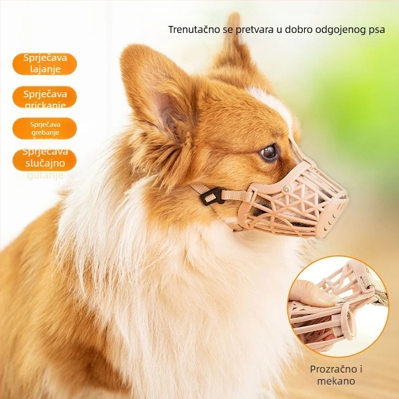 Pasji muzzl za sprječavanje lizanja i žvakanja, uređaj protiv lajanja za male i srednje pse, uključujući Corgi