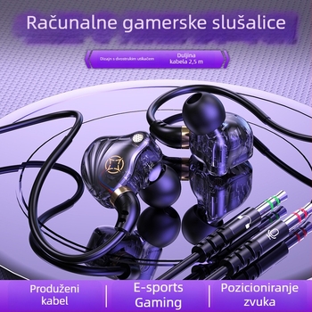 2,5 m produžene kabelske gejmerske slušalice za PC s USB i 3,5 mm priključkom za PUBG i Peace Elite