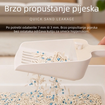 Plastična podesiva lopatica za mačji pijesak s dvije rupe, za tofu pijesak i bentonit pijesak