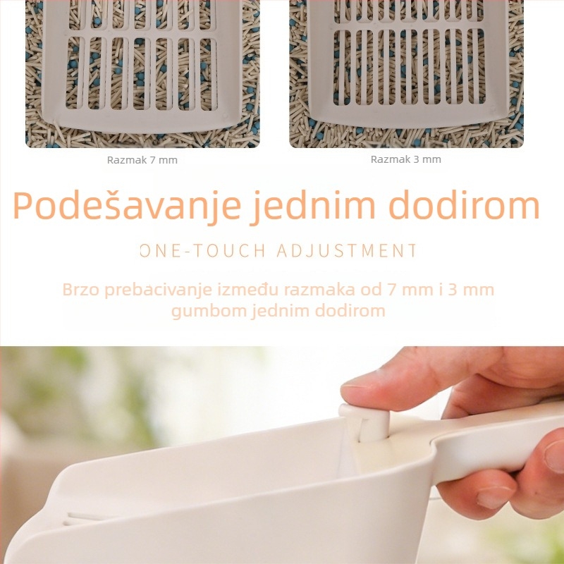 Plastična podesiva lopatica za mačji pijesak s dvije rupe, za tofu pijesak i bentonit pijesak