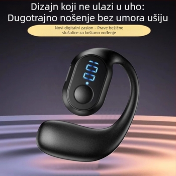 OWS Bluetooth slušalice s digitalnim zaslonom, jednostruki držač na uho, kostna provodnost, dugi vijek baterije, verzija s gumbima
