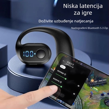 OWS Bluetooth slušalice s digitalnim zaslonom, jednostruki držač na uho, kostna provodnost, dugi vijek baterije, verzija s gumbima