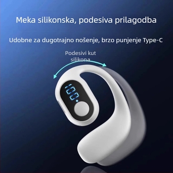 OWS Bluetooth slušalice s digitalnim zaslonom, jednostruki držač na uho, kostna provodnost, dugi vijek baterije, verzija s gumbima