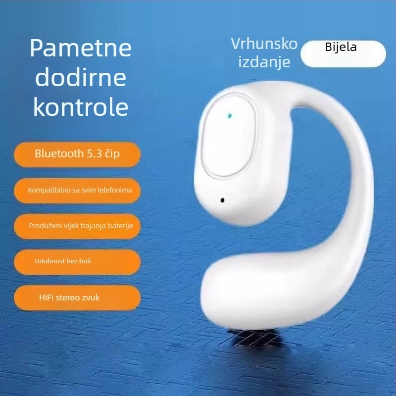 OWS Bluetooth slušalice s digitalnim zaslonom, jednostruki držač na uho, kostna provodnost, dugi vijek baterije, verzija s gumbima