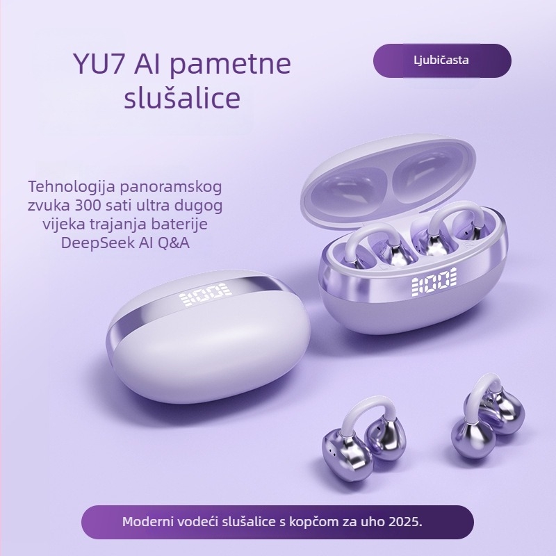 Novi Yu7 Bluetooth slušalice s klipom, visokokvalitetan zvuk, duga baterija, digitalni zaslon i kostna provodljivost