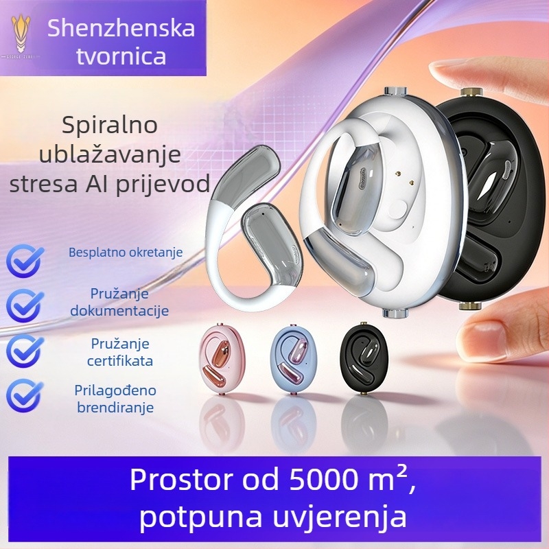 Bežične Bluetooth slušalice s AI prijevodom i redukcijom buke, rotirajuća kuka za uho, nisu u uhu